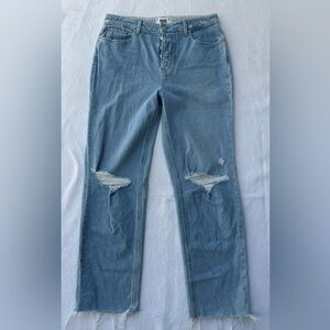 EUC PAIGE Sarah Straight Ankle Light Blue Distressed Straight Leg Jeans